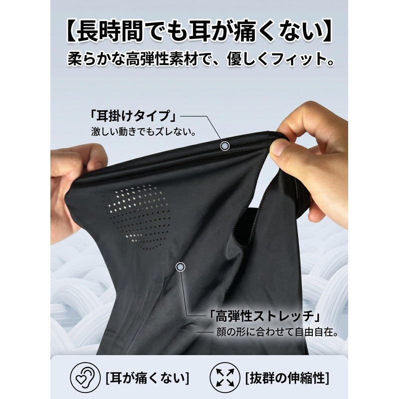 [Soteki] フェイスカバー 夏用冷感タイプ 耳掛け式 UV カット 日焼け防止 吸汗速乾 通気性 ストレッチ素材
