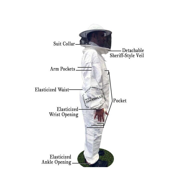 Jawadis USA Adult Beekeeper Full Bee Suit with Unzippable Veil