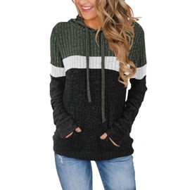 Long Sleeve Shirts for Women Sweaters Fall Fashion 2024 Outfits Tops Dressy Casual Sweatshirts Trendy Hoodies Ladies Tunics Clothes Green/White/Black Medium