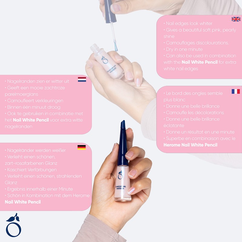 Herome Glamour Nail Whitener Combi Pack & Nail White Pencil,