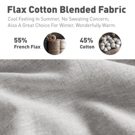 Hyde Lane Linen Sheets Full Size - Organic Linen Cotton Sheet Set, Luxury French Flax Cotton Blend Bedsheets for All Seasons - Soft & Breathable, 4 Pcs (Full, Grey)