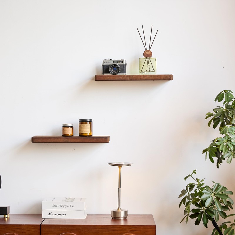 Solid Wood Floating Shelves for Room Wall, 15.7in Wooden Wall