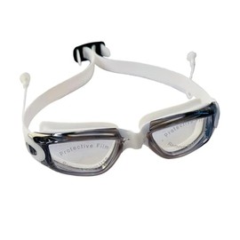 Bells Box Kids Teens Swimming Goggles - UV Protection Anti Fog Swim Goggles With Attached Ear Plugs - Unisex Boys Girls Goggles - Comfortable Strap & Fit for Kids 6-14 years (White & Grey)