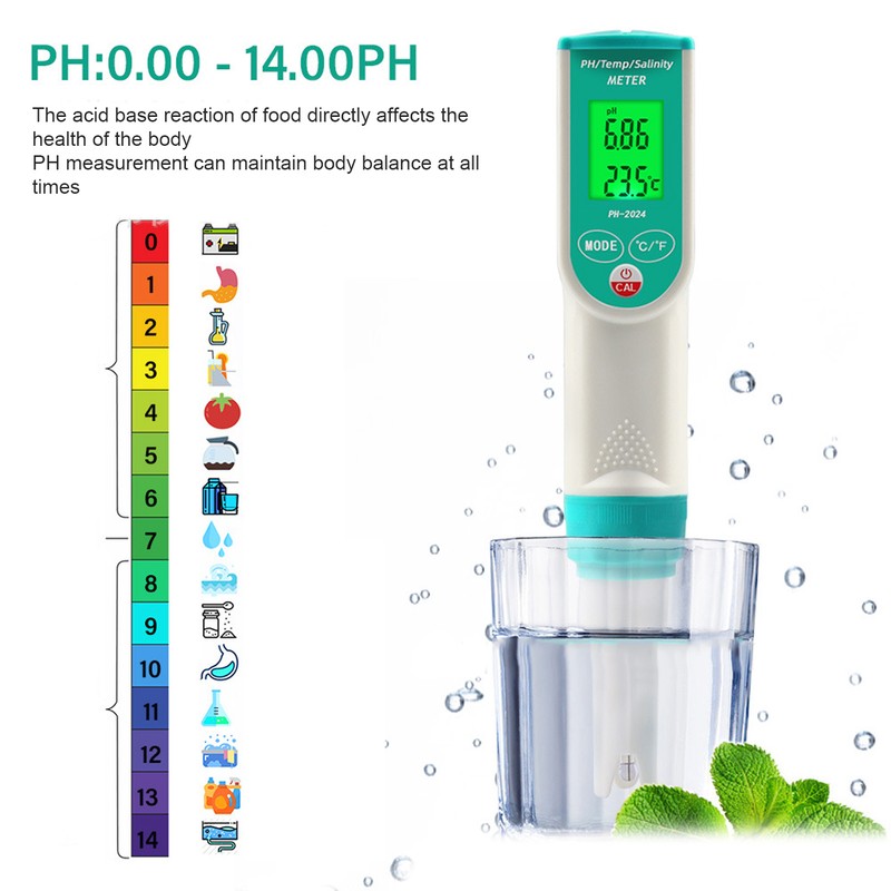 PH Salinity Temperature Tester High Accuracy IP65 Waterproof Portable Digital