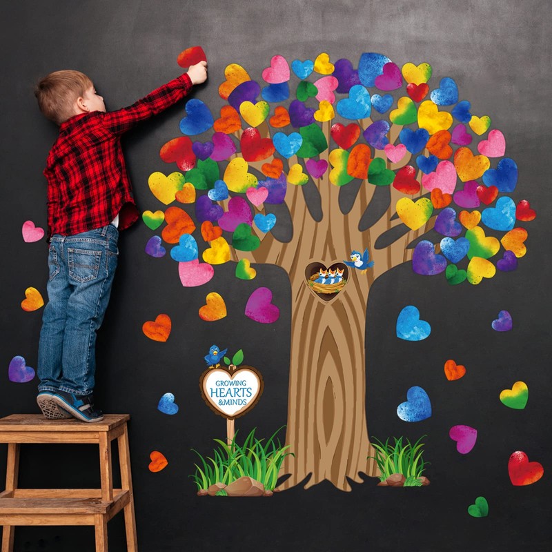 103 Pieces Classroom Tree Bulletin Board Set Bulletin Board Hearts