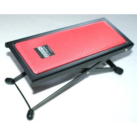 BASIX Guitar Footstool Metal with Non-Slip Plastic Pad in Red - Easy Height Adjustment with Grid (Footstool)