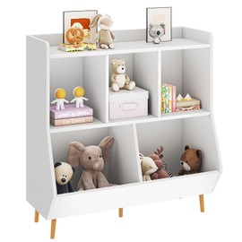 oneinmil Kids Bookshelf and Toy Storage, 3-Tier Open Bookcase, Baby Book and Toy Storage Display Organizer with Spacious Top Shelf, for Hallway, Kindergarten and Playroom, White