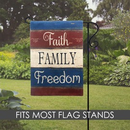 LINKWELL Vintage Faith Family Freedom Patriotic Garden Flag Double Sided 12.5 x 18 Inch 4th of July Holiday Small Yard Flag with Saying Yard Decor Outdoor Home Decorations GF01