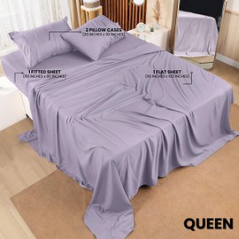 Utopia Bedding Queen Bed Sheets Set - 4 Piece Bedding - Brushed Microfiber - Shrinkage and Fade Resistant - Easy Care (Queen, Lavender)
