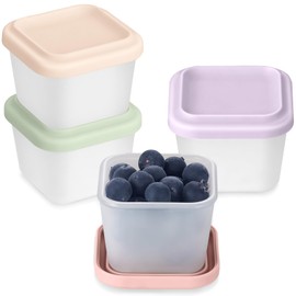 Zioffiel 4 Pack 12 oz Silicone Food Storage Containers with Lid, Reusable Snack Container for Kids, Meal Prep Storage for Fruit, Kids Lunch Box for Travel, Home