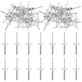 Swpeet 120Pcs 3/16" x 3/4" - M4.8x20x16 Large Flange Aluminum Blind Rivets Kit, Silver Pop Rivets Open End Type Pop Rivet for Indoor and Outdoor Use