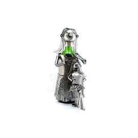 WINE BODIES lady Hair Dresser Metal Wine Bottle Holder, Charcoal