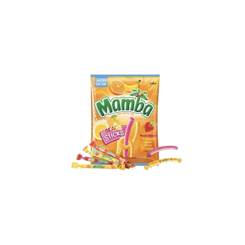 Mamba Beach Sticks Chewy Candy, Fruit Chews Variety Pack, Strawberry