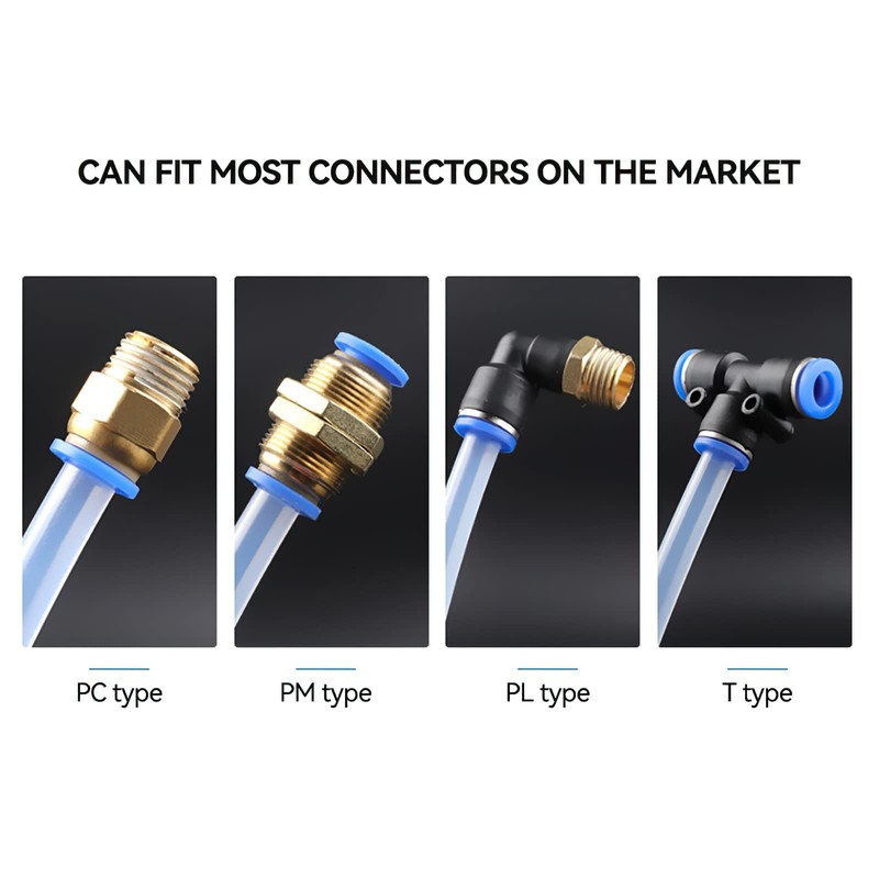 TEN-HIGH Transparent Teflon Tube 2mm ID x 4mm OD for