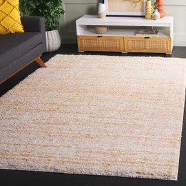 SAFAVIEH Rumi Shag Collection Area Rug - 5' x 7'6", Gold & Ivory, 1.7-inch Thick, Ideal for The Living Room, Bedroom, Dining Room (RMS110D-5)