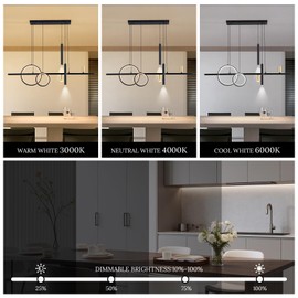 Jyforid Modern Linear Pendant Light Fixtures 47" LED Island Lights Dimmable Pool Table Light with Remote for Kitchen Dining Room Living Room Office Bar 3000K-6000K