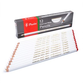 Pasler® white charcoal pencils set - Sketch Highlight white pencils for drawing, sketching, shading, blending (12 pack)