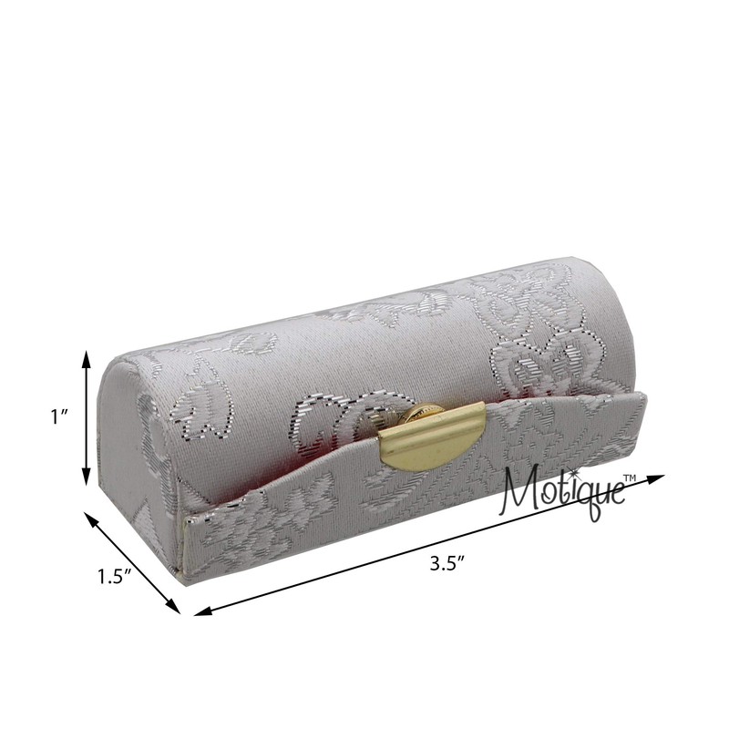 Lipstick Case with Elegant Paisley Design - Silver