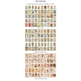 300 Pcs Scrapbook Washi Stickers,Vintage Flower Butterfly Botanical Sticker Book for Junk Journal,Decorative Paper Stickers for Bullet Journal, Album, Collage, Planner, Gift Wrapping