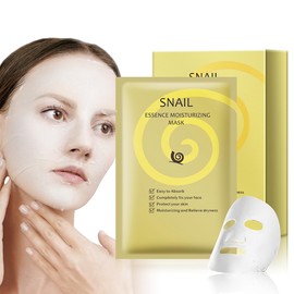 Snail Serum Face Mask Sheet Hydrating Deep Moisturizing Daily Facial Masks Skincare Glowing Solution for Dry and Dull Skin -All Skin Types (10 Pack)