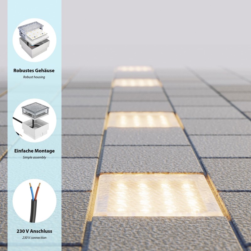 Parlat LED Paving Stone Ground Light CUS, 10x10cm, 230V, Warm