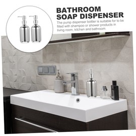 Zerodeko 2pcs Silver Pump Soap Dispenser Refillable Shampoo and Shower Gel Container for Bathroom Kitchen Use Liquid Lotion Dispenser Elegant Design