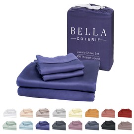 Bella Coterie Luxury Bamboo Viscose Split King Size Sheet Set | 100% Organically Grown | Ultra Soft | Cooling for Hot Sleepers | 18" Deep Pocket [Twilight Blue]