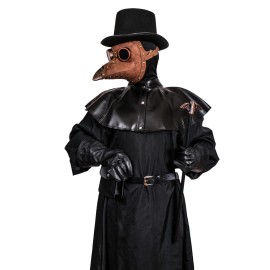 GIFTSHOP101 Plague Doctor with Bird Beak Mask & Top Hat Full Costume Set - Brown