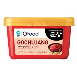 Chung Jung One O'Food Medium Gochujang 2.2lb, Korean Red Chili Pepper Paste, Spicy, Sweet and Savory Sauce, Traditional Fermented Condiment, 100% Brown Rice, No Corn Syrup