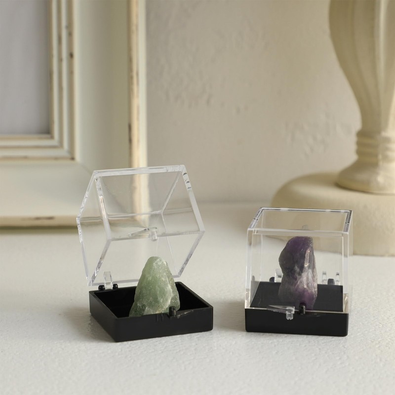 MAGICLULU 12pcs Rock Display Case Box Stones Storage Display Case
