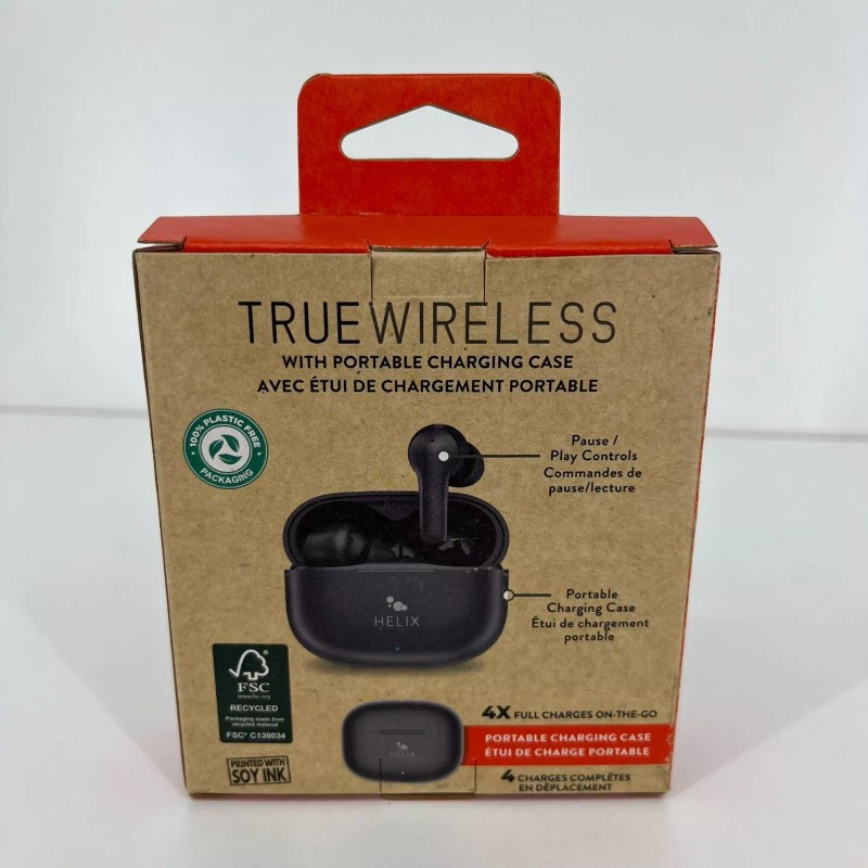 Helix True Wireless Earbuds With Portable Charging Case Black V1-1123