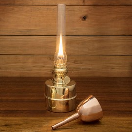 Brass Oil Lamp - 13” Extra-Bright Hurricane Lamp with Antique-Style Brass Body and Glass Chimney - Decorative Kerosene Lantern with Adjustable Wick - Oil Lamps for Indoor Use by Kings County Tools