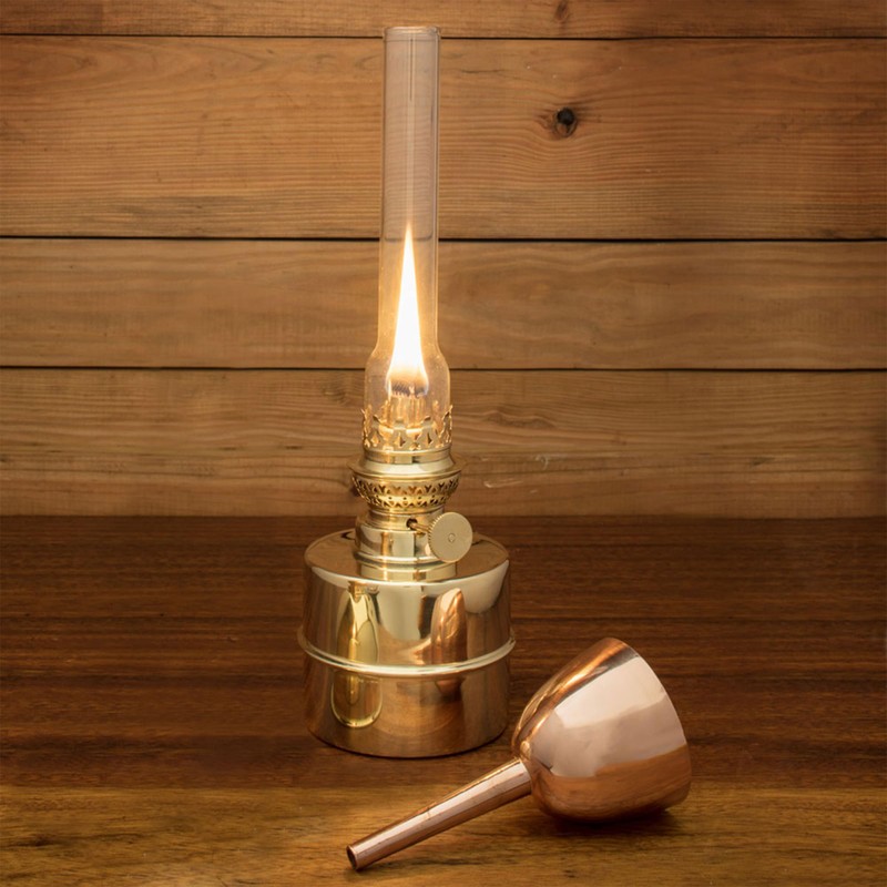 Brass Oil Lamp - 13” Extra-Bright Hurricane Lamp with Antique-Style