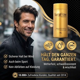 KERAFLOW Hair thickening fibres in dark brown, 28 g, hair thickener for hair loss, covers light thin hair and hairline, hair powder, hair fibres. 28G grey
