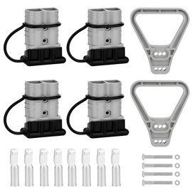 Uddick 350 Amp Battery Quick Disconnect Connecteur, 2/0 AWG 600V Battery Power Connector Plug, for Recovery Winch Auto Car Trailer Boat (Grey 4PCS with 2Handle)