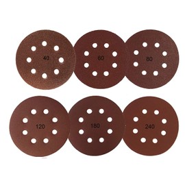 Goodway Velcro-Backed Sanding Discs Diameter 125 mm 60 mm Grain Each 10 x 40/60/80/120/180/240 Eccentric Grinder 8-Hole