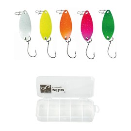 Zite Fishing Trout Spoon Set Neon Trout Fishing - 5 Trout Blinkers Ultra Light in Bait Box - 4 x UV Active - 3.5 cm 3g