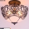 WERFACTORY Tiffany Ceiling Light Fixture Crystal Bead White Stained Glass