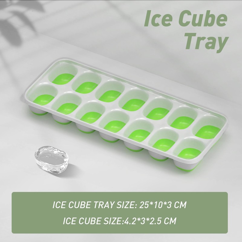 Ice Cube Tray with Lid, 4 Pack Durable Stackable Ice