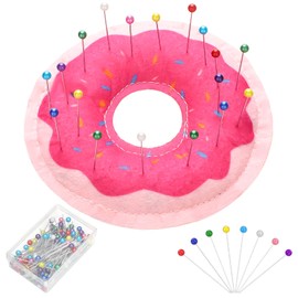 Memorywuu Donut Pin Cushion Sewing Kit with 100 Colored Pins Cute Pin Cushion Needle Holder Sewing Accessories and Supplies for Jewelry Quilting DIY Crafts