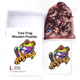 GLOBLELAND 200Pcs Tree Frog Wooden Jigsaw Puzzles for Adults 31.8x27.7cm/12.5x10.9inch Wood Adult Puzzles Unique Shaped Wooden Puzzles Animal Colorful Jigsaw Puzzles for Birthday Gifts Family Games