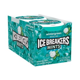 ICE BREAKERS Wintergreen Sugar Free Mints 1.5oz 8 Pack Fresh Breath Candy.
