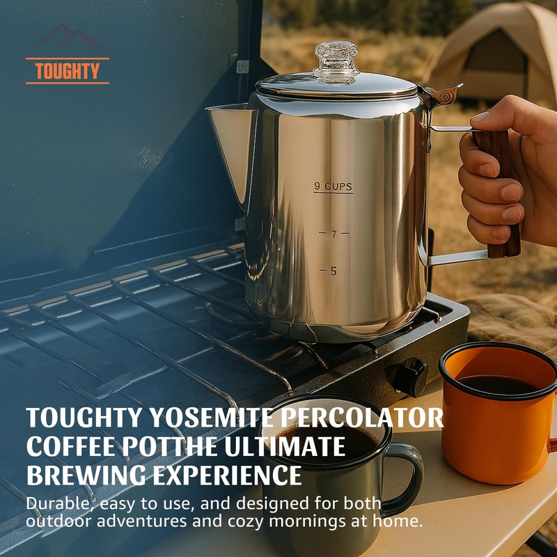 Toughty Yosemite Percolator Coffee Pot – Classic Stovetop Coffee Maker