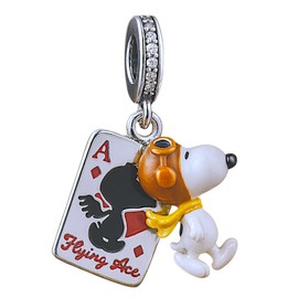 Streetculture Funkelnder Hund mit Herzanhänger Figur - Bettelarmband Anhänger Schmuck Zubehör 925 Silber Geschenk Sterlingsilber