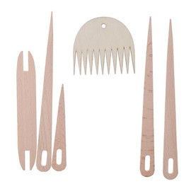 diyhub 7Pcs Wood Weaving Tools Set,Wood Handloom Stick Set with Crochet Needle and Comb Wooden Shuttles Stick for DIY Handcrafts Tools