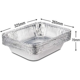 Large Disposable Aluminium Foil Trays Containers & Foil Lids for Baking Roasting Broiling Cooking Food Storage & More Pan 32 x 26 cm Pack of 10 Trays 10 Lids