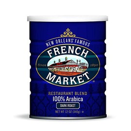 French Market Coffee & Chicory Restaurant Blend Dark Roast Ground Coffee, 12oz Can (Pack of 3)