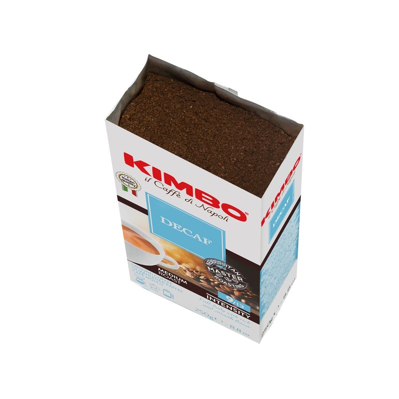Kimbo Coffee, Espresso Decaf, Decaffeinated Ground Coffee, Medium Roast, 9/13,