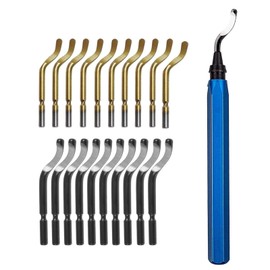 YUENTOEN Deburring Tool Kit, RB1100 Handle Metal Deburring Tool with 20pcs High Speed Steel Rotary Burr Removal Blades, Hand Deburring Tool for Wood Plastic Soft Metal Aluminum Copper