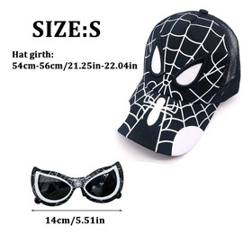 Children's Baseball Cap and Sunglasses, Sun Hat with Adjustable Snapback Closure, Children's Cap Sun Protection, Cartoon Children's Caps Boys, Boys Hat Summer Accessories, Black